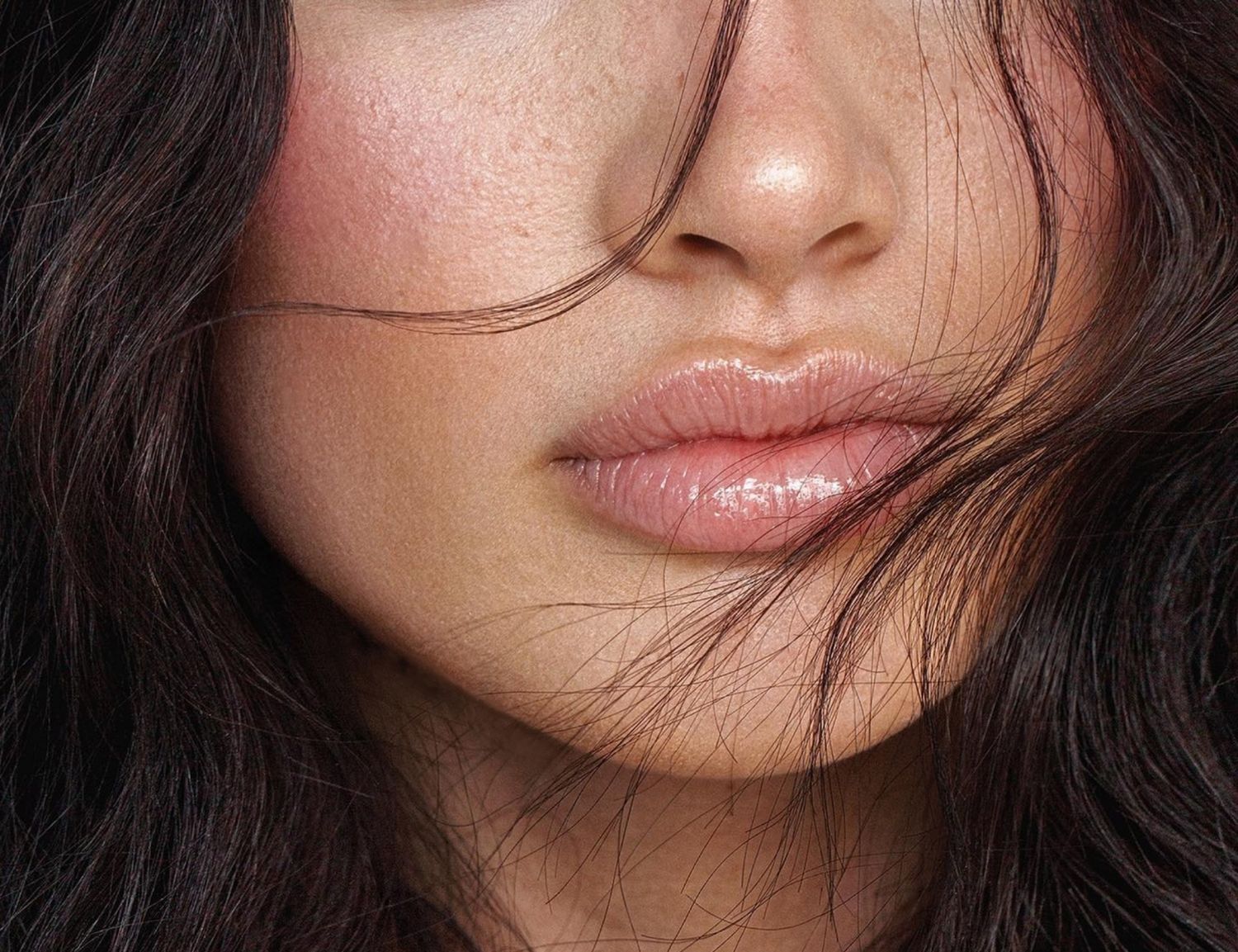 Close-up of injectable lips.