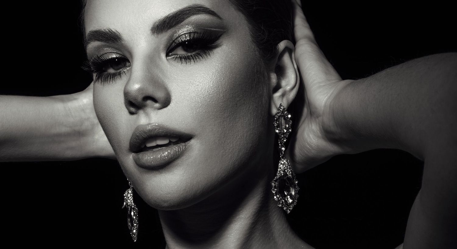 Black and white portrait of a woman.